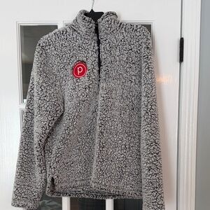 Pure Barre Gray Sherpa Quarter Zip-Up Jacket, Like New! Size Small